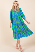 Load image into Gallery viewer, New Summer Tiered Printed Collared Neck Midi Dress – Chic and Sophisticated Midi Dress with Layered Design and Polished Collared Neckline
