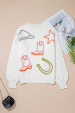 Load image into Gallery viewer, Western Tinsel Boots Crew Neck Sweater
