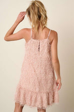 Load image into Gallery viewer, Feather Ruffle Hem Mini Cami Dress For Women – Ruffled Mini Dress, Cami Dress, Flatterting, Feather Detail Dress, Playful Mini Dress, Warm Weather Dress
