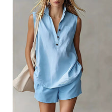 Load image into Gallery viewer, Women's Casual Sleeveless Cardigan Top &amp; Shorts Set
