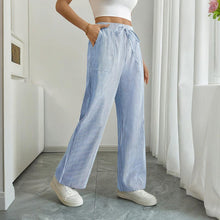 Load image into Gallery viewer, Women's Striped Print Straight Wide Leg Pockets Pants Casual Long Pants
