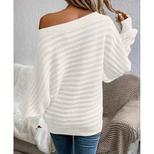 Load image into Gallery viewer, Off-Shoulder Batwing Sweater – Loose Knit Pull-Over for Fall
