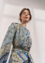 Load image into Gallery viewer, Alida Green Scarf Print Maxi Dress
