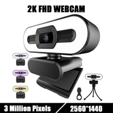 Load image into Gallery viewer, 2K Webcam Web Camera Study Chat Work PC Laptop Desktop USB With Microphone WebCamera Home Auto Light Correction for Desktop Laptop Streaming Computer USB Web Camera
