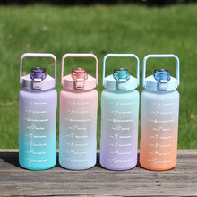Load image into Gallery viewer, 2L Large Capacity Water Bottle With Straw With Time Marker Frosted Cup Girls Large Portable Travel Bottles Sports Fitness Cup Water Bottle With Time Marker 2L Drinking Bottles With Straw BPA Free 2L Leakproof Sports Water Bottles For Fitness Gym
