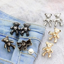 Load image into Gallery viewer, 2Pcs Bear Shaped Adjustable Jean Button Waist Buckle Snap Pants Buckle Extender Replacement Jeans Button Safety Pins No Sew Detachable Waist Body Fit Tighten Safety Pins
