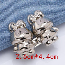 Load image into Gallery viewer, 2Pcs Bear Shaped Adjustable Jean Button Waist Buckle Snap Pants Buckle Extender Replacement Jeans Button Safety Pins No Sew Detachable Waist Body Fit Tighten Safety Pins
