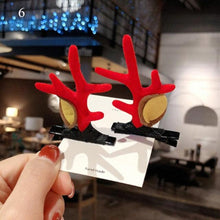 Load image into Gallery viewer, 2pcs Cute Deer Ear Hairpins Christmas Hair Clips For Girls Cartoon Antlers Barrettes Lovely Pompom Hairgrips Fashion Hair Accessories For Women
