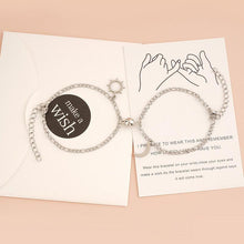 Load image into Gallery viewer, 2pcs / Set Elegant Stainless Steel Sun Moon Couple Bracelet Magnet Attracts Jewelry Magnetic Couple Bracelets Set Sliver Chain Bracelet Luxury Heart Bracelet Promise Couples Bracelets For Women Men
