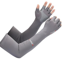 Load image into Gallery viewer, 2pcs Sport 5-finger Arm Sleeves One Size Compression Long Arm Cover Cycling Running Fishing Climbing Arm Cover Outdoor Sport Sun UV Protection Ice Cool Sleeves Comfortable Men Long Arm Covers
