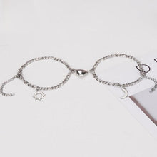 Load image into Gallery viewer, 2Pcs Sun Moon Charm Magnet Attraction Stainless Steel Bracelets For Couples Men Women Jewelry Couples Bracelets For Women Men Stainless Steel Heart Magnet Bracelets For Couples Matching Bracelets For Boyfriend And Girlfriend
