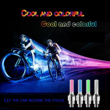 Load image into Gallery viewer, 2PCS Ultralight Bike Valve Cap Light Road Bike LED Light Tire Valve Caps Wheel Spokes Light Bike Flash Tyre Wheel Cap Lights Bike Valve Neon Lights Colorful Night LED Tire Lights
