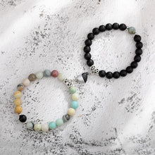 Load image into Gallery viewer, 2pcs/set Couple Bracelets Natural Stone Beads Heart Shaped Distance Magnet Attraction Couples Matching Stone Bracelet For Women Men Girl Boy Best Friend Healing Friendship Bracelet
