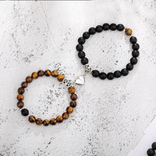 Load image into Gallery viewer, 2pcs/set Couple Bracelets Natural Stone Beads Heart Shaped Distance Magnet Attraction Couples Matching Stone Bracelet For Women Men Girl Boy Best Friend Healing Friendship Bracelet
