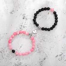 Load image into Gallery viewer, 2pcs/set Couple Bracelets Natural Stone Beads Heart Shaped Distance Magnet Attraction Couples Matching Stone Bracelet For Women Men Girl Boy Best Friend Healing Friendship Bracelet
