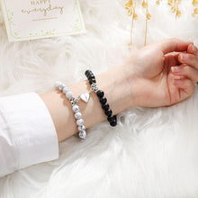 Load image into Gallery viewer, 2pcs/set Couple Bracelets Natural Stone Beads Heart Shaped Distance Magnet Attraction Couples Matching Stone Bracelet For Women Men Girl Boy Best Friend Healing Friendship Bracelet
