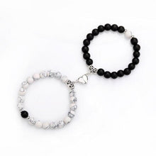 Load image into Gallery viewer, 2pcs/set Couple Bracelets Natural Stone Beads Heart Shaped Distance Magnet Attraction Couples Matching Stone Bracelet For Women Men Girl Boy Best Friend Healing Friendship Bracelet
