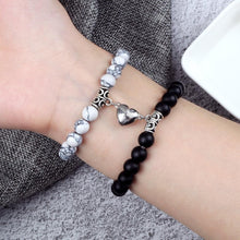 Load image into Gallery viewer, 2Pcs/Set Heart Shape Magnet Pendant Bracelet Couples Love Meaningful Natural Stone Bangles Jewelry Bracelet For Couples Elastic Magnetic Field Therapy Bracelet Women Matt Stone Bracelets For Girlfriend
