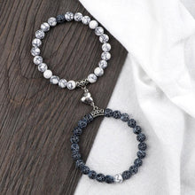 Load image into Gallery viewer, 2Pcs/Set Heart Shape Magnet Pendant Bracelet Couples Love Meaningful Natural Stone Bangles Jewelry Bracelet For Couples Elastic Magnetic Field Therapy Bracelet Women Matt Stone Bracelets For Girlfriend
