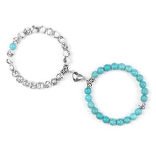 Load image into Gallery viewer, 2Pcs/Set Heart Shape Magnet Pendant Bracelet Couples Love Meaningful Natural Stone Bangles Jewelry Bracelet For Couples Elastic Magnetic Field Therapy Bracelet Women Matt Stone Bracelets For Girlfriend
