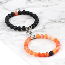 Load image into Gallery viewer, 2Pcs/Set Heart Shape Magnet Pendant Bracelet Couples Love Meaningful Natural Stone Bangles Jewelry Bracelet For Couples Elastic Magnetic Field Therapy Bracelet Women Matt Stone Bracelets For Girlfriend
