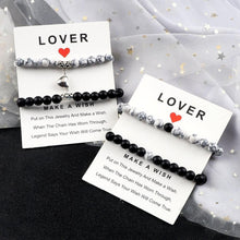 Load image into Gallery viewer, 2Pcs/Set Heart Shape Magnet Pendant Bracelet Couples Love Meaningful Natural Stone Bangles Jewelry Bracelet For Couples Elastic Magnetic Field Therapy Bracelet Women Matt Stone Bracelets For Girlfriend
