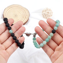 Load image into Gallery viewer, 2Pcs/Set Heart Shape Magnet Pendant Bracelet Couples Love Meaningful Natural Stone Bangles Jewelry Bracelet For Couples Elastic Magnetic Field Therapy Bracelet Women Matt Stone Bracelets For Girlfriend
