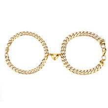 Load image into Gallery viewer, 2Pcs/Set Heart Shaped Magnet Attraction Bracelet For Couples Stainless Steel Chain Mens Womens Charm Bracelets For Couples Set Chain Bracelet Heart Magnetic Bracelets For Men Women Promise Attraction Link For Boyfriend Girlfriend
