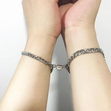 Load image into Gallery viewer, 2Pcs/Set Heart Shaped Magnet Attraction Bracelet For Couples Stainless Steel Chain Mens Womens Charm Bracelets For Couples Set Chain Bracelet Heart Magnetic Bracelets For Men Women Promise Attraction Link For Boyfriend Girlfriend

