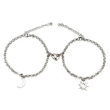 Load image into Gallery viewer, 2pcs/set Stainless Steel Sun Moon Couple Bracelets Magnet Attraction Love Heart Shaped Charms Couples Bracelet Stainless Steel Chain Bracelets Charm Jewelry Matching Couple Bracelets
