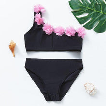 Load image into Gallery viewer, 3-16Y Cartoon Two-piece Girls Swimwear Ruffle Swimsuit Bikini Set One Shoulder Beachwear Princess Two Piece Bathing Suit Children Swimwear Girls Swimsuit Bikini Set
