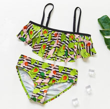 Load image into Gallery viewer, 3-16Y Cartoon Two-piece Girls Swimwear Ruffle Swimsuit Bikini Set One Shoulder Beachwear Princess Two Piece Bathing Suit Children Swimwear Girls Swimsuit Bikini Set
