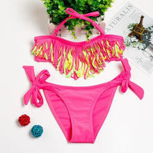 Load image into Gallery viewer, 3-16Y Cartoon Two-piece Girls Swimwear Ruffle Swimsuit Bikini Set One Shoulder Beachwear Princess Two Piece Bathing Suit Children Swimwear Girls Swimsuit Bikini Set

