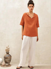 Load image into Gallery viewer, 100% Linen V-Neck Short Sleeve Shirt SIERRA
