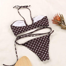 Load image into Gallery viewer, 3-Piece Bikinis Suit Halter Polka Dot Swimwear Women Beachwear Women's 3 Piece Bikini Set Swimsuit Cover Ups Sheer Sarongs Beach Wrap Skirt Bathing Suit Swimsuit Female Holiday Beach Skirt Bikini Set
