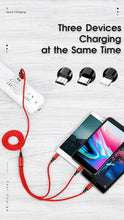 Load image into Gallery viewer, 3 Port Fast LED White Car Charger + 3 in 1 Cable Combo Blue
