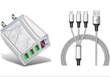 Load image into Gallery viewer, 3 port LED Display High Speed Wall Charger White + 3 in 1 Cable Combo
