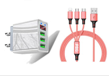 Load image into Gallery viewer, 3 port LED Display High Speed Wall Charger White + 3 in 1 Cable Combo
