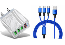 Load image into Gallery viewer, 3 port LED Display High Speed Wall Charger White + 3 in 1 Cable Combo
