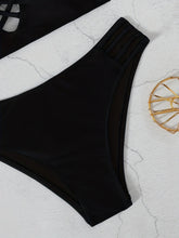 Load image into Gallery viewer, Noir Allure Criss Cross Bikini Set for Women – Chic Elegant Hollow Out Design with High Waist Buckle Detail Adjustable Spaghetti Straps &amp; Medium Stretch Nylon – 2-Piece Women's Swimwear for Summer Beach Days &amp; Poolside Glam
