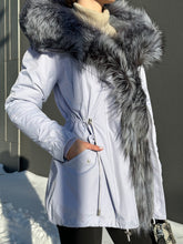 Load image into Gallery viewer, Genuine Silver Fox Fur Trim Rabbit Fur Insulated Parka
