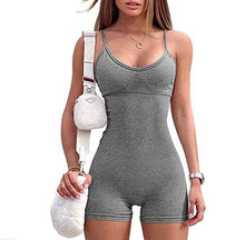Load image into Gallery viewer, Spaghetti Strap Shorts Jumpsuit Sports Yoga Workout Tight Romper Women Fashion Fitness Sportwear
