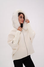Load image into Gallery viewer, Saga®Furs Hooded Polar Fox Wool Alpaca Coat
