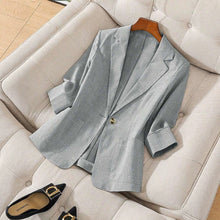 Load image into Gallery viewer, Women's Single Button Notch Lapel 3/4 Sleeve Blazer Jacket

