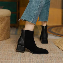 Load image into Gallery viewer, Women’s Suede Mid-Heel Martin Boots – Chic Casual Ankle Boots
