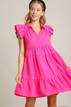 Load image into Gallery viewer, Pink Full Size Ruffle Cap Sleeve Dress Plus Size Elegant &amp; Timeless Classic Design Dress
