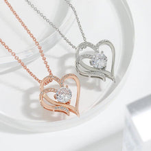 Load image into Gallery viewer, Zircon Double Love Necklace with Rhinestones 💖 Sparkling heart-shaped design for timeless elegance!
