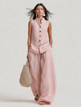 Load image into Gallery viewer, Women's Stand Collar Sleeveless Top &amp; High-Waist Wide-Leg Pants Set
