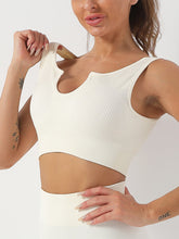 Load image into Gallery viewer, Seamless Ribbed Built Bra Tank Top – Women's Longline Workout Crop Top
