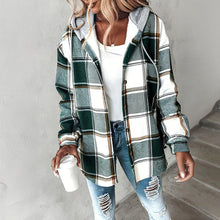 Load image into Gallery viewer, Women's Plaid Hoodie Long Sleeve Jacket With Pocket
